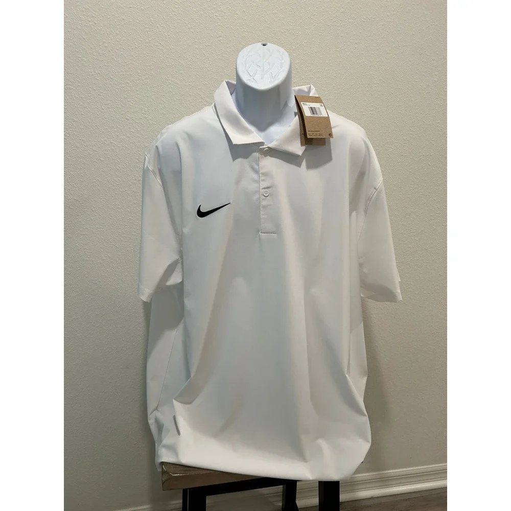 Nike Mens Dri-FIT Polo Shirt White Short Sleeve 3XL Traditional Collar Casual